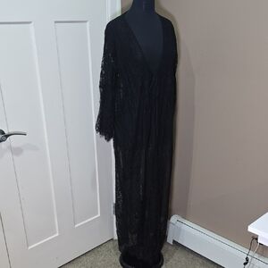 Long Detailed Lace Cover-Up Robe